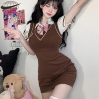 Kaisike Pure desire phong cách đại học JK váy hông Mỹ hot girl nữ sinh giả váy hai mảnh