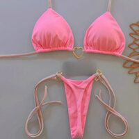 Kaitlyn  Bộ Bikini khóa trái tim gợi cảm có dây buộc và quần đùi Quần lót đi biển khô nhanh cho nữ 2 cái / bộ