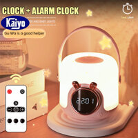 Kaiyo Đèn đồng hồ sạc USB Điều khiển từ xa Màn hình kỹ thuật số Đồng hồ báo thức Bảo vệ mắt đèn ngủ cảm ứng di động