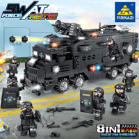 Kaizhi 67293 SWAT Trụ sở Cảnh sát Đặc nhiệm Xe chỉ huy Di chuyển Ô tô Xếp hình Lắp ráp Xếp hình Đồ chơi Xây dựng Trẻ em