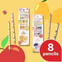 [Kakao Freinds] Bộ Gôm Tẩy Bút Chì HB Hình Trái Cây (8 Bút)