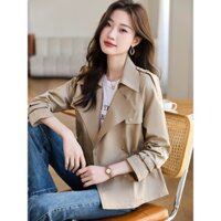 Kaki Áo Gió Nữ Ngắn Phong Cách Mới Thu Đông Nữ Áo Khoác Nhỏ Mùa Xuân Thu Nhỏ Blazer20250301