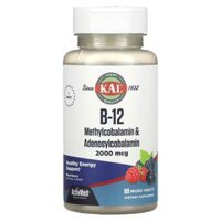 KAL B-12 Methylcobalamin & Adenosylcobalamin Mixed Berry 2.000 mcg 60 Micro Tablets