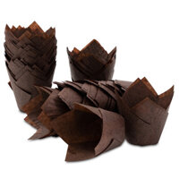 Kalaien giấy lót bánh cupcake Hoa Tulip Màu cà phê tối 50 miếng lót bánh muffin giấy gói bánh cupcake chống thấm mỡ giấy lót bánh cupcake kích thước tiêu chuẩn cho bữa tiệc