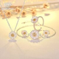 Kalung Cincin Gelang Vòng Cổ Bạc Hoa Cúc Vòng Tay Bộ Trang Sức Nữ Quà Tặng Phụ Kiện Trang Sức MARMALA