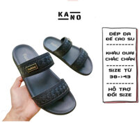 KANO - Dép 2 quai K16 2 màu xám - đen thiết kế quai đan chéo đã được khâu chân quai đế cao su 2 lớp