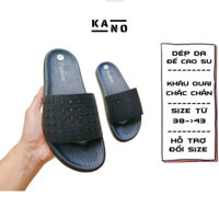 KANO - Dép hè k15 lỗ sao 2 màu đen - xám quai da sít thiết kế đục lỗ hình sao điểm nhấn đế cao su