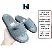 KANO (KHÂU QUAI) Dép nam k11 3 màu quai da thiết kế đan chéo có khâu  , size từ 38 - 43 đế cao su
