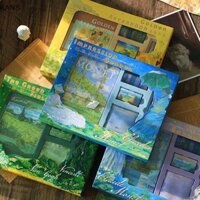 Kans 1 Bộ Tranh Sơn Dầu Ánh Sáng Bóng Series Dán Bút Sổ Lưu Niệm Chất Liệu Trang Trí Hộp Quà Tặng Sáng Tạo DIY Tạp Chí Cắt Dán Văn Phòng Phẩm vn