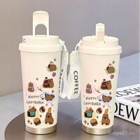 Kapibara, Coca-Cola, cốc cà phê nóng, bình lạnh, bình inox chịu nhiệt, bình giữ nhiệt có dây buộc, bình lạnh 0YRX