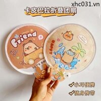 Kapibara Hoạt Hình Gấp Nhóm Quạt Sinh Viên Pu Quạt Quay Tay Capybara Di Động Dễ Thương Quạt Nhỏ Mùa Hè Nữ
