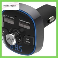 Kashimura Bluetooth FM Transmitter Full Band USB 2 Port 4.8A Automatic Detection Hands-Free Calling EQ Rainbow LED microSD Card Music Playback 12V/24V Car Compatible NKD-210