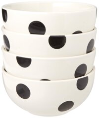 Kate Spade New York Deco Dot Black Fruit Bowls, Set of 4