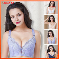 [Kauqsdi] Áo Ngực Nữ Dây Đeo Có Thể Điều Chỉnh Ren Màu Trơn Thêu Họa Tiết Hoa Plus Kích Thước Thoải Mái Tối Đa Chống Sốc Đẩy Lên Chống Trượt Yoga Không Dây Áo Ngực Hàng Ngày
