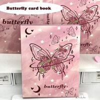 Kawaii A5 Màu Hồng Bướm Chất Kết Dính Bao Thẻ Ảnh Album Ngôi Sao Cứng Kpop Album Ảnh Photocards Binder Cover Thu Thập Sách
