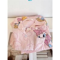 Kawaii daisy duck pyjamas girls 'heart pure cotton pyjamas autumn pink cartoon pochacco hello kitty lotso cute long-sleeved suit home service [can]