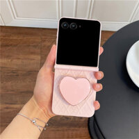 Kawaii Dễ Thương Màu Hồng Trái Tim Tình Yêu Giá Đỡ Lưới Ốp lưng Motorola Razr50 Razr 50 Ultra 50ultra Ốp Lưng Chống Sốc