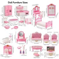 Kawaii Vật Dụng Mini Bồn Tắm Tủ Phòng Tắm Bộ Bếp Sofa Màu Hồng Bàn Ghế Giường Tủ Quần Áo Vận Chuyển Nhanh Hiện Nay Cho Trẻ Em Bé Gái DIY