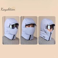 Kayaktion Nhật Bản Hàn Quốc Tối Giản Xuống Áo Khoác Cotton Bảo Vệ Tai Cho Nữ Mặt nạ Mùa Đông Trượt Tuyết Ushanka Mũ Nga Có Mặt nạ Đẹp