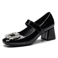 KB |Giày cao gót 5cm/2.5cm mũi vuông đế bằng da