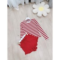 kbvc SET ÁO KẺ ĐỎ PHỐI QUẦN BÈO GẤU
