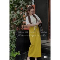 KBVC SET ÁO TRUST MIX CHÂN VÁY 2 MÀU VÀNG XANH