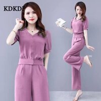 Kdkdp Bộ đồ phổ biến, mùa hè nữ, thời trang mới, khí chất nước ngoài, nữ thần giảm tuổi tác, bụng che quạt, bộ đồ trẻ em hai mảnh đa năng