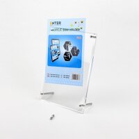 Kệ 1 giấy mica Enter F08A 15x21cm đế inox A5 đứng mica 5mm