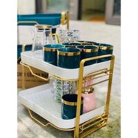 Kệ 2 tầng úp Cốc Chén Bát đĩa. Kệ Đựng Gia Vị Đa Năng Có Khay Ráo Nước, Khung Thép Cao Cấp Sang Trọng