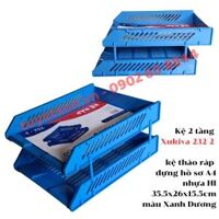 Kệ 2 tầng Xukiva 232-2 - kệ tháo ráp đựng hồ sơ A4 nhựa HI 35.5x26x15.5cm màu Xanh Dương