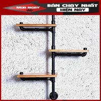 Kệ 3 tầng chất liệu ống sắt kệ để sách treo tường bền đẹp lắp ráp gắn tường trang trí nhà à quán cafe đẹp, độc, lạ