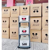 Kệ 3 tầng có bánh xe micky trắng kt 86cmx28cm có bánh xe