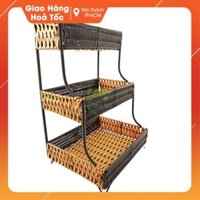 Kệ 3 Tầng Nhựa Mây Đan Dây Tròn Size Đại Đựng Vật Dụng Văn Phòng Phụ Kiện Cửa Hàng Tiện Dụng
