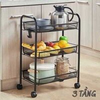 Kệ 3 Tầng sắt mắt lưới Có Bánh Xe để đồ phòng khách,phòng ngủ, nhà bếp(TG)
