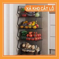Kệ 4 tầng có bánh xe- Kệ đa năng đựng rau củ quả có thể tháo rời