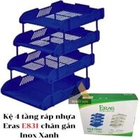 Kệ 4 tầng ráp nhựa Eras E831 chân gắn Inox                         &nbsp(&nbspXanh&nbsp)