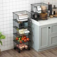 Kệ 5 tầng có bánh xe- Kệ đa năng đựng rau củ quả có thể tháo rời DN05