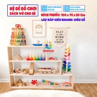 Kệ Bậc Thang Montessori 3 Tầng , Kệ Đựng Đồ Chơi Sách Vở Cho Bé Giá Sách Mầm Non , Kệ Sách Cho Bê , Tủ Kệ Mầm Non