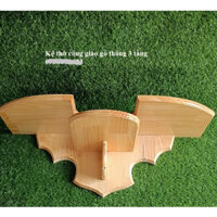 Kệ bàn thờ công giáo 3 tầng gỗ thông(thấp ở giữa) có nhiều size 50 60 70cm 80cm màu vàng nhạt