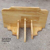 Kệ bàn thờ công giáo gỗ thông thẳng 3 chân đỡ 60x 25(cm) màu vàng nhạt để được 2 tượng 40cm