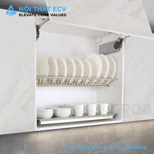 Kệ bát đĩa 2 tầng dạng chữ V inox dẹt Grob U-160