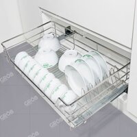 Kệ bát đĩa đa năng nan tròn inox SUS304 gắn cánh âm tủ - Phụ kiện kệ đựng chén đĩa tủ bếp dưới