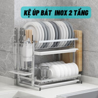 Kệ bát đĩa inox 304 2 tầng