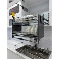 Kệ Bát Đĩa Nâng Hạ 2 tầng inox 304 cao cấp Giá úp chén nâng hạ 304, THƯƠNG HIỆU GEMANIVN