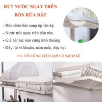 Kệ bát inox liền khối đa năng 1 tầng - loại 66cm-inox 304