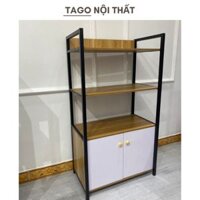Kệ Bếp Để Lò Nướng Đa Năng, Kệ Lò Vi Sóng 4 Tầng Khung Sắt Có Tủ Gỗ MDF Phủ Melamine ND21