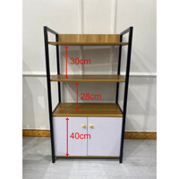 Kệ Bếp Để Lò Nướng Đa Năng, Kệ Lò Vi Sóng 4 Tầng Khung Sắt Có Tủ Gỗ MDF Phủ Melamine ND21