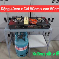 kệ bếp gas Rộng 40cm x dài 80cm X cao 80cm,Kệ sắt v lỗ đa năng