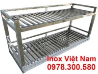 Kệ Bếp Inox 2 Tầng Treo Tường Có Khay Hứng Nước KEI-12