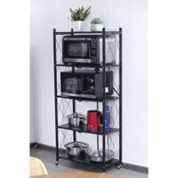 KỆ BẾP - KỆ LÒ VI SÓNG THÉP CARBON KHÔNG GỈ CÓ BÁNH XE GẤP GỌN